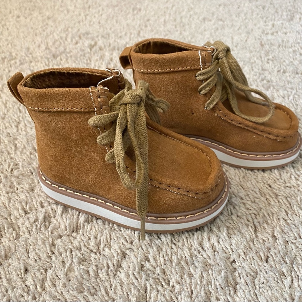 Toddler Moc Toe Boots, Cognac, Size 5 - Picture 4 of 11